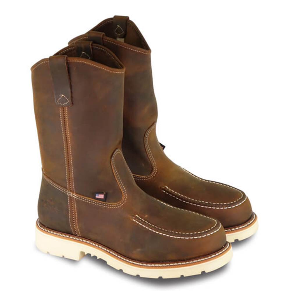 Thorogood American Heritage 11 Inch Trail CrazyHorse Steel Toe Pull-On Wellington Moc Toe Work Boots from GME Supply